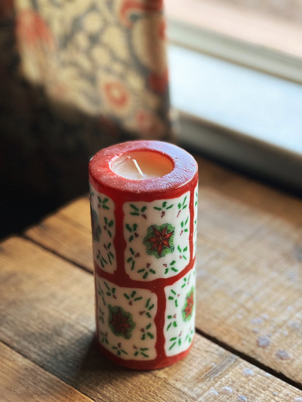 Vintage Christmas Pillar Candle