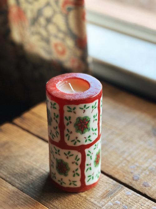 Vintage Christmas Pillar Candle