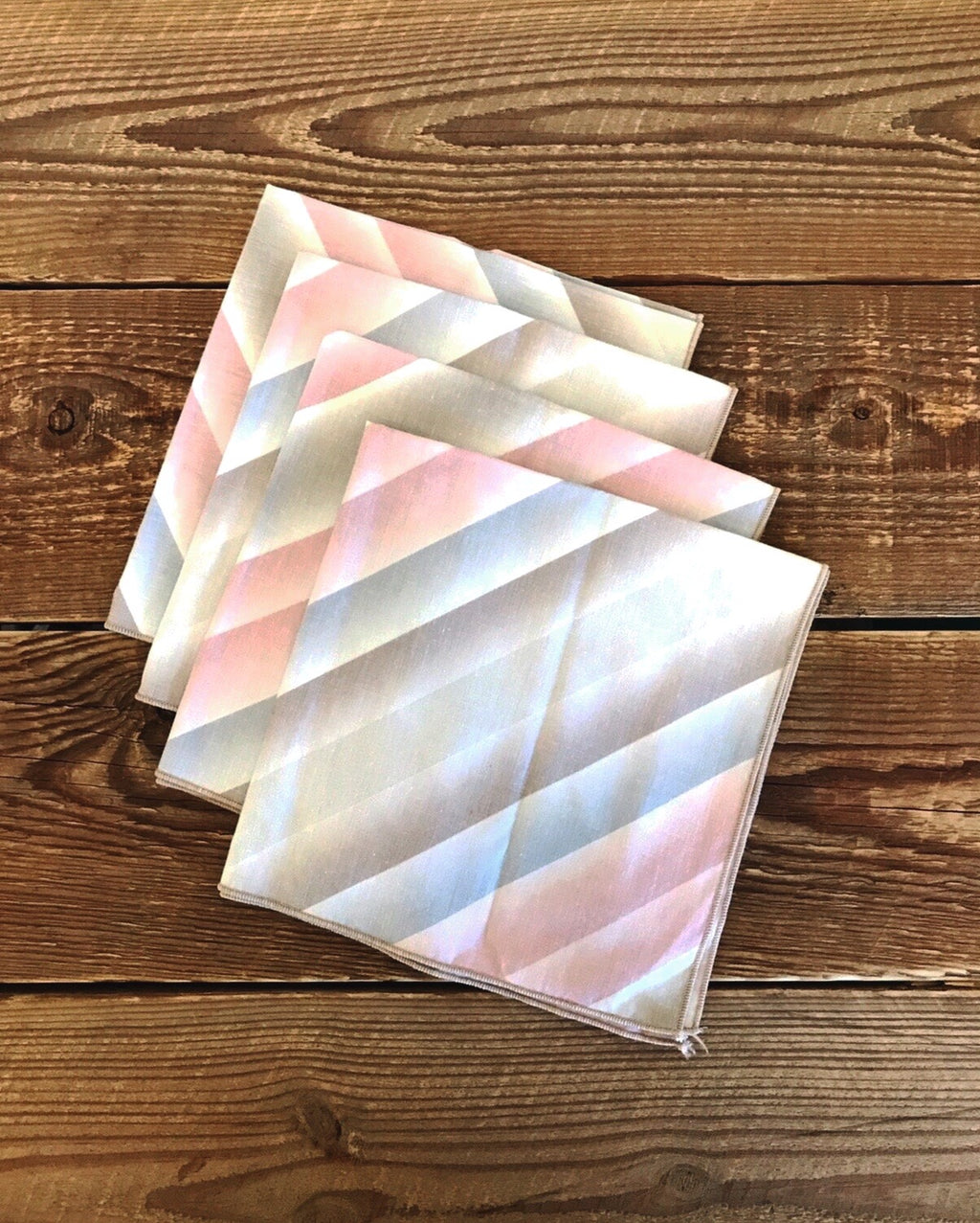 Set of 4 Vintage 1980's Pastel Stripe Napkins