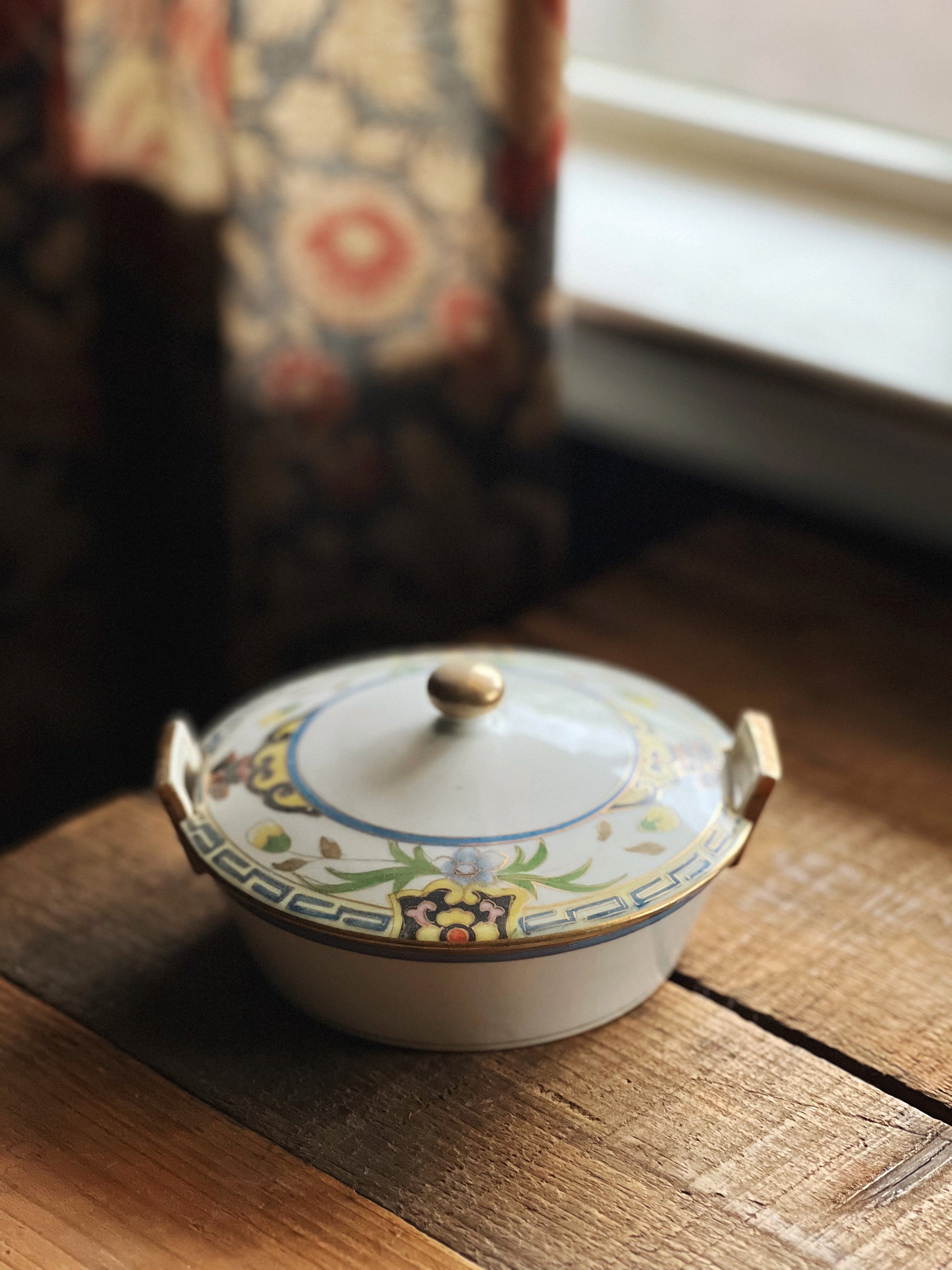 Vintage Morimura Nippon Hand Painted Trinket Box with Lid
