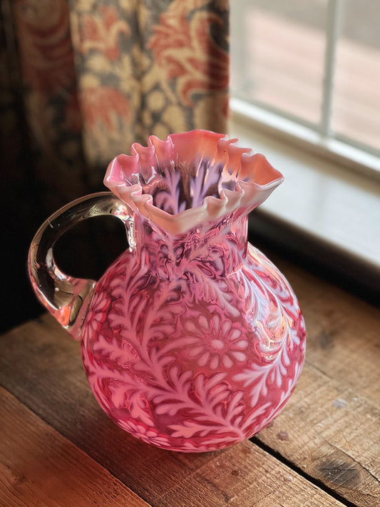 cranberry milk glass pitcher