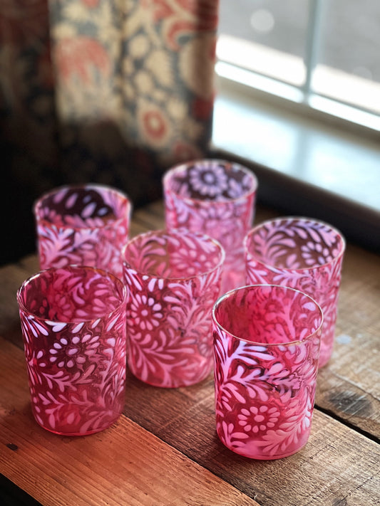 Fenton cranberry milk glass tumblers