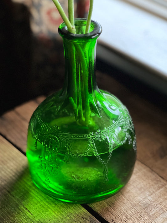Vintage Green Glass White House Vinegar Bottle