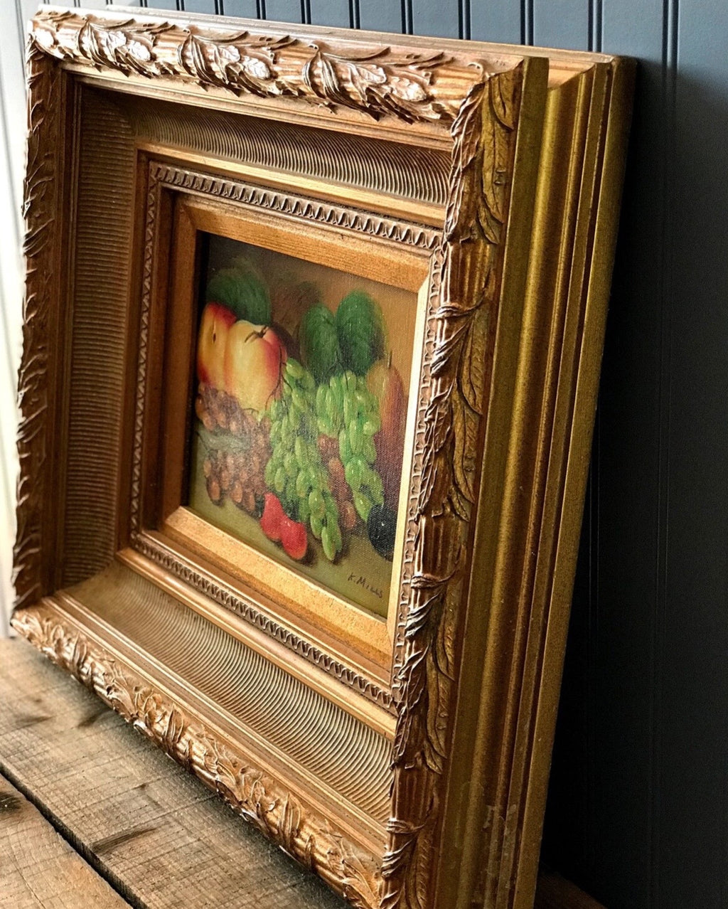 Vintage Original K Mills Oil on Canvas Still Life Painting