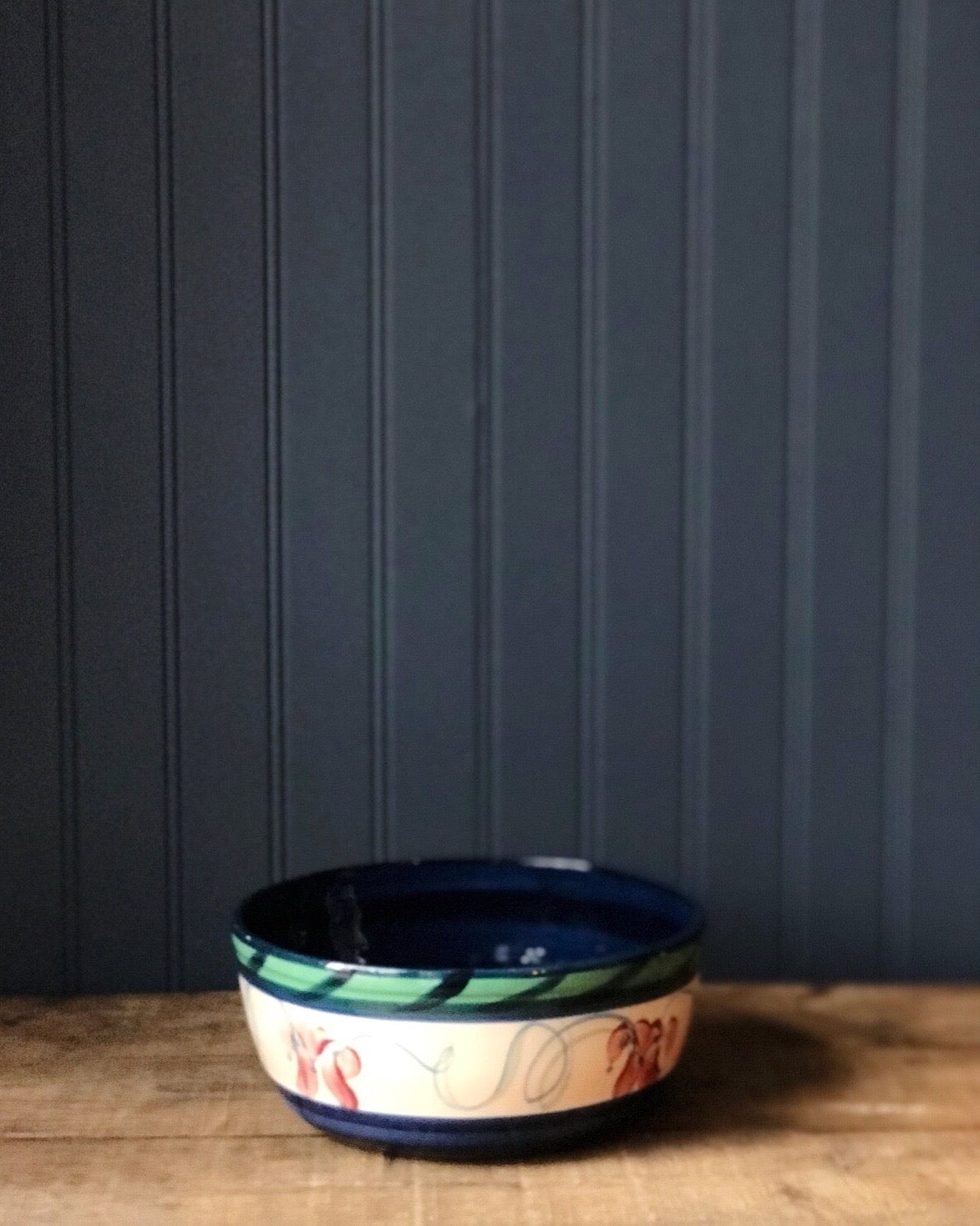 Vintage Gail Pittman Grapevine Green Hand Painted Ceramic Serving Bowl