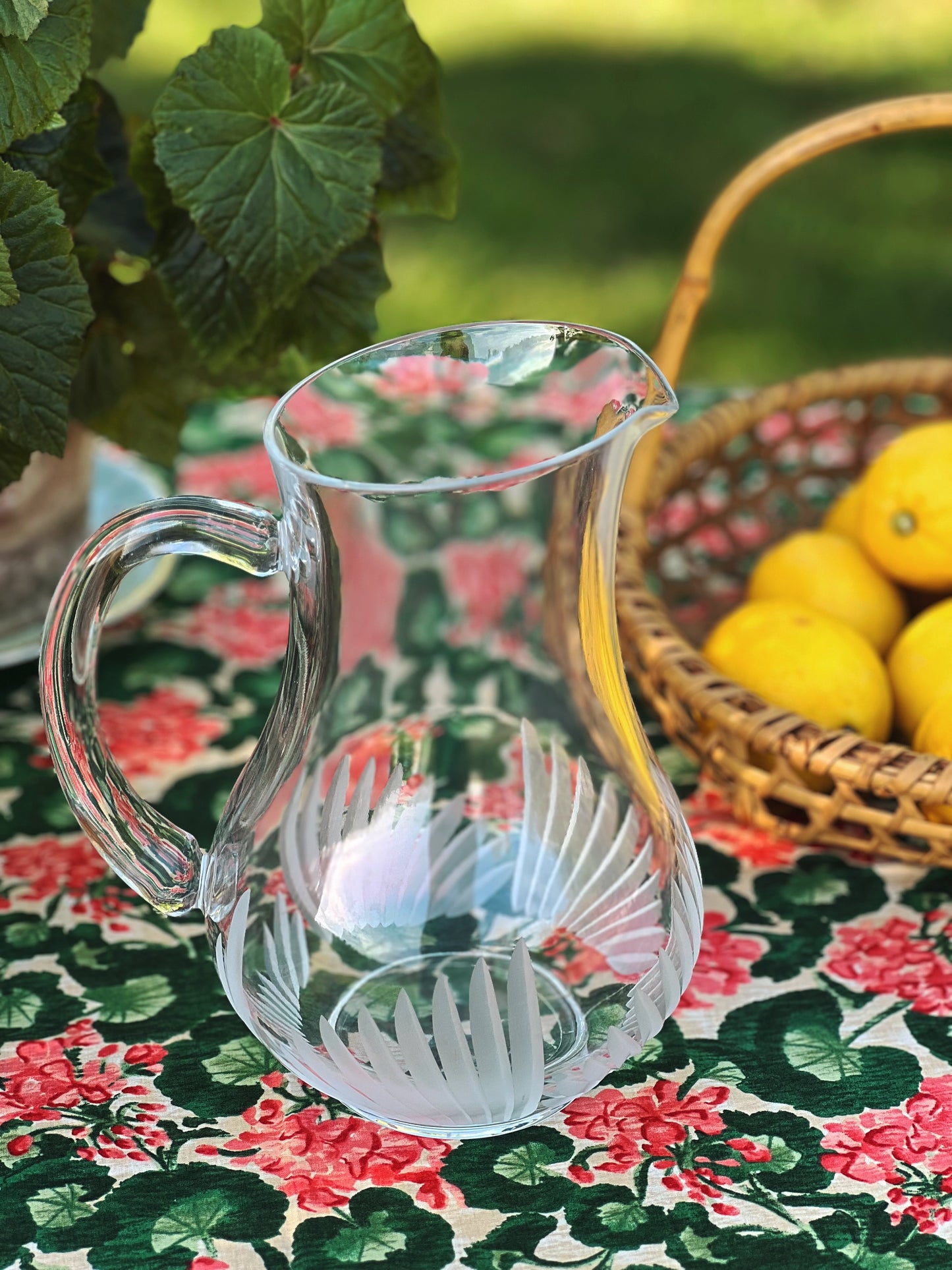 Vintage JG Durand Etched Palm Frond Pitcher