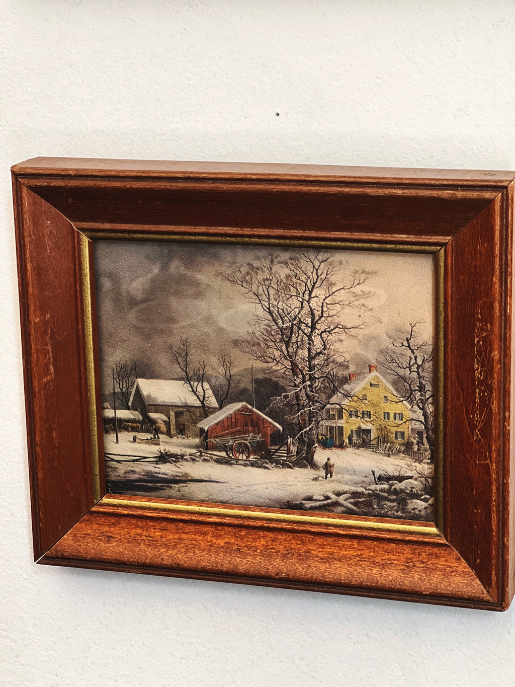 Vintage Framed Winter Farmhouse Print