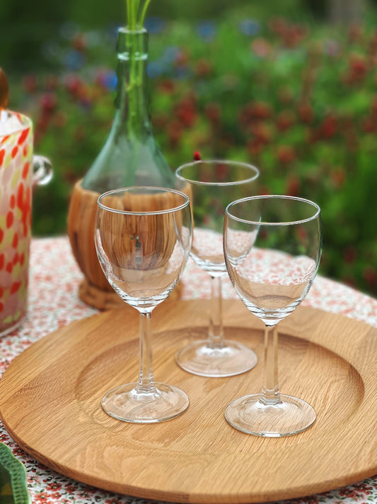 Vintage Crystal Wine Glass with Beveled Stem
