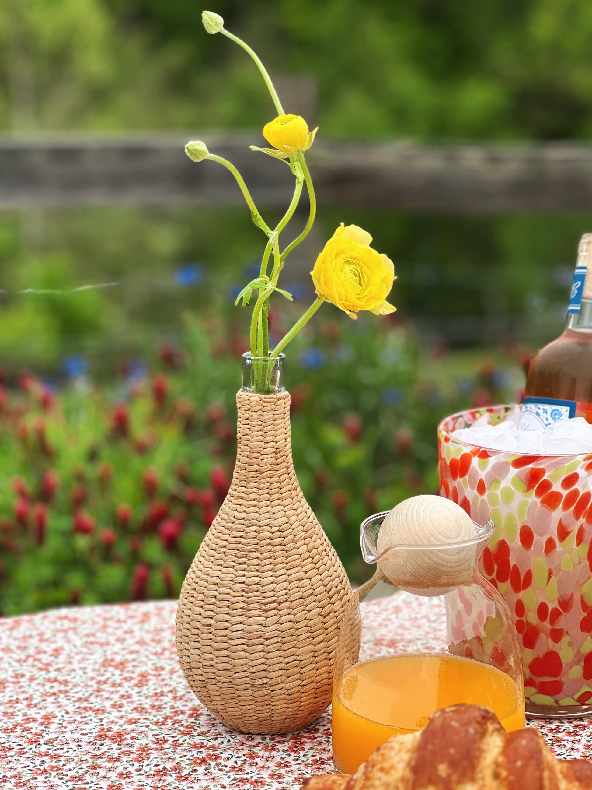 Vintage Rattan Wrapped Bottle