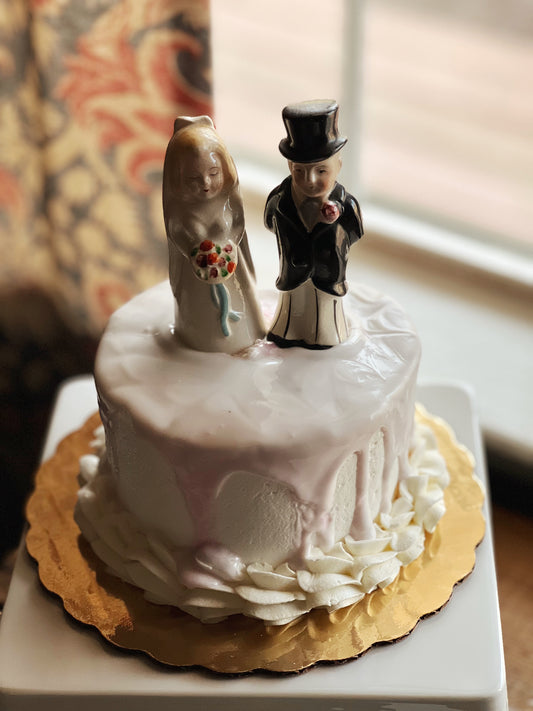 Vintage Hand Painted Japan Bride and Groom Cake Topper