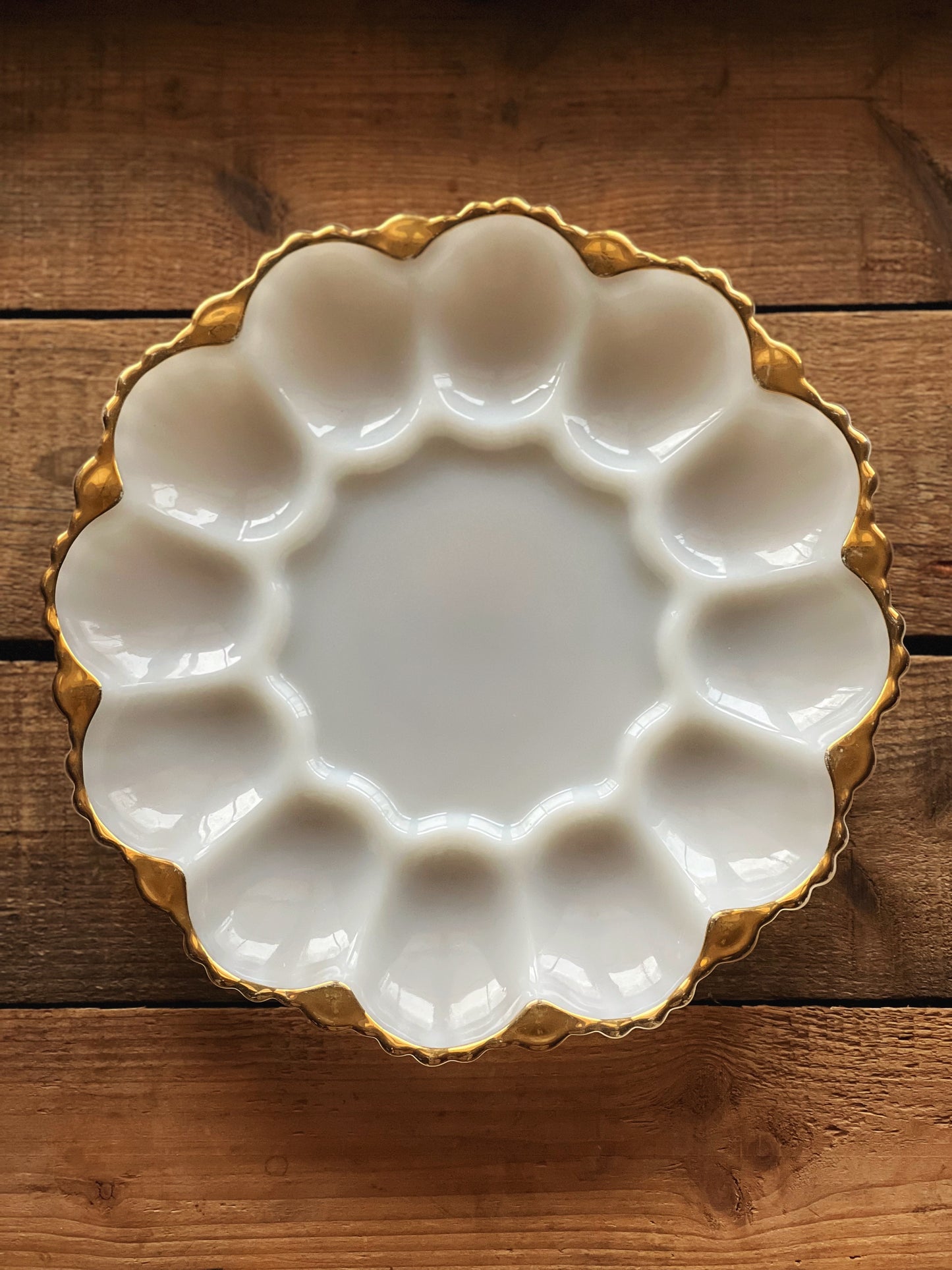 deviled egg milk glass platter