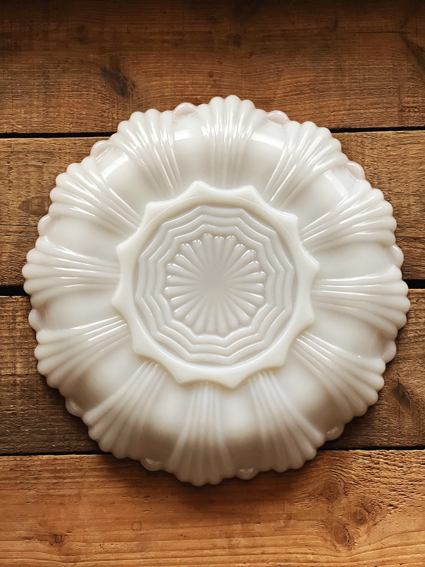 Vintage Anchor Hocking Fire King Milk Glass Deviled Egg Platter