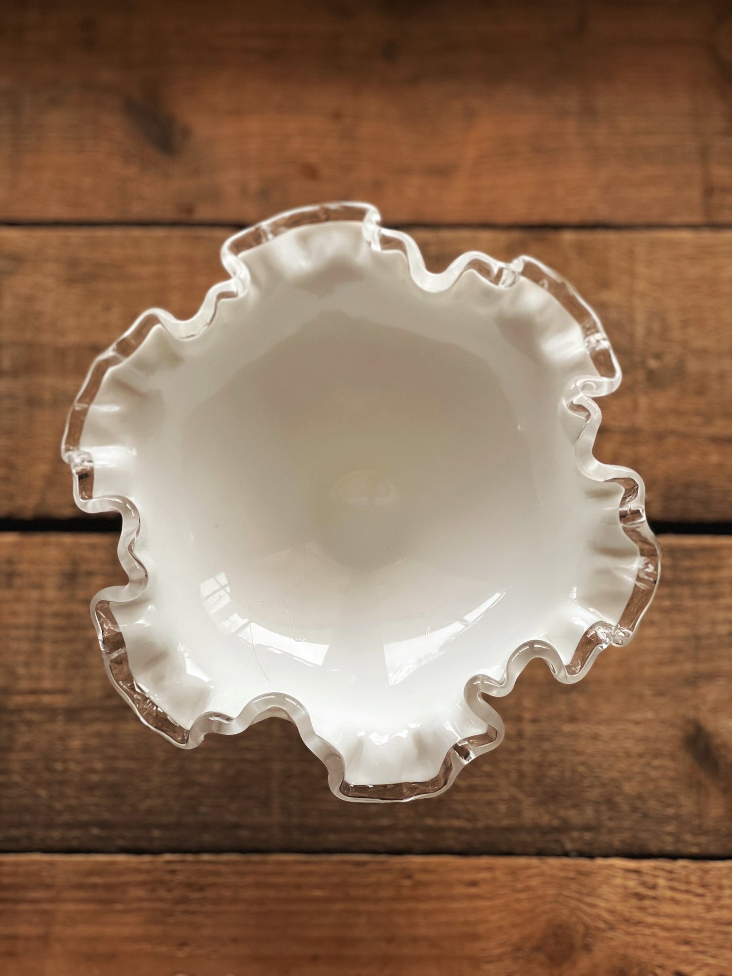 Vintage Fenton Silver Crest Milk Glass Bowl