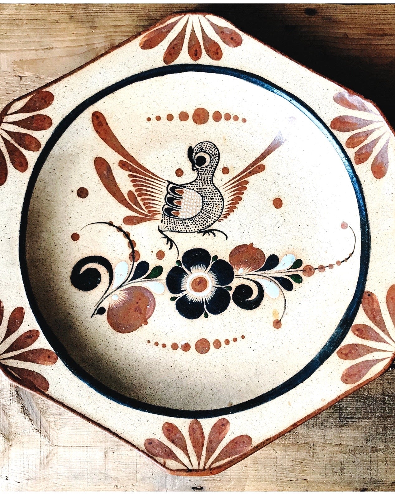Vintage Tonala Mexico Hand Painted Decorative Wall Plate