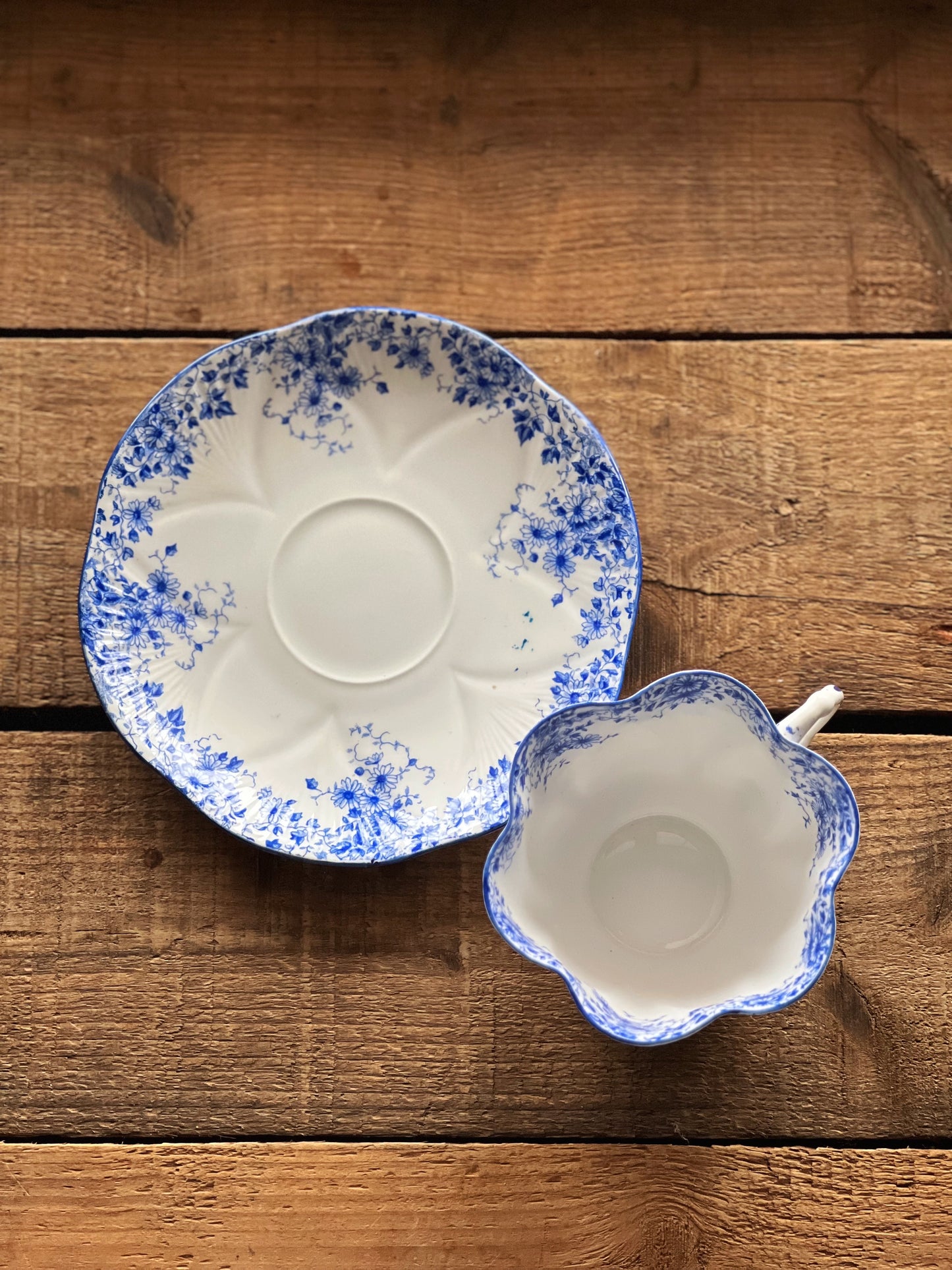 Vintage Shelley England Dainty Blue Teacup & Saucer Set