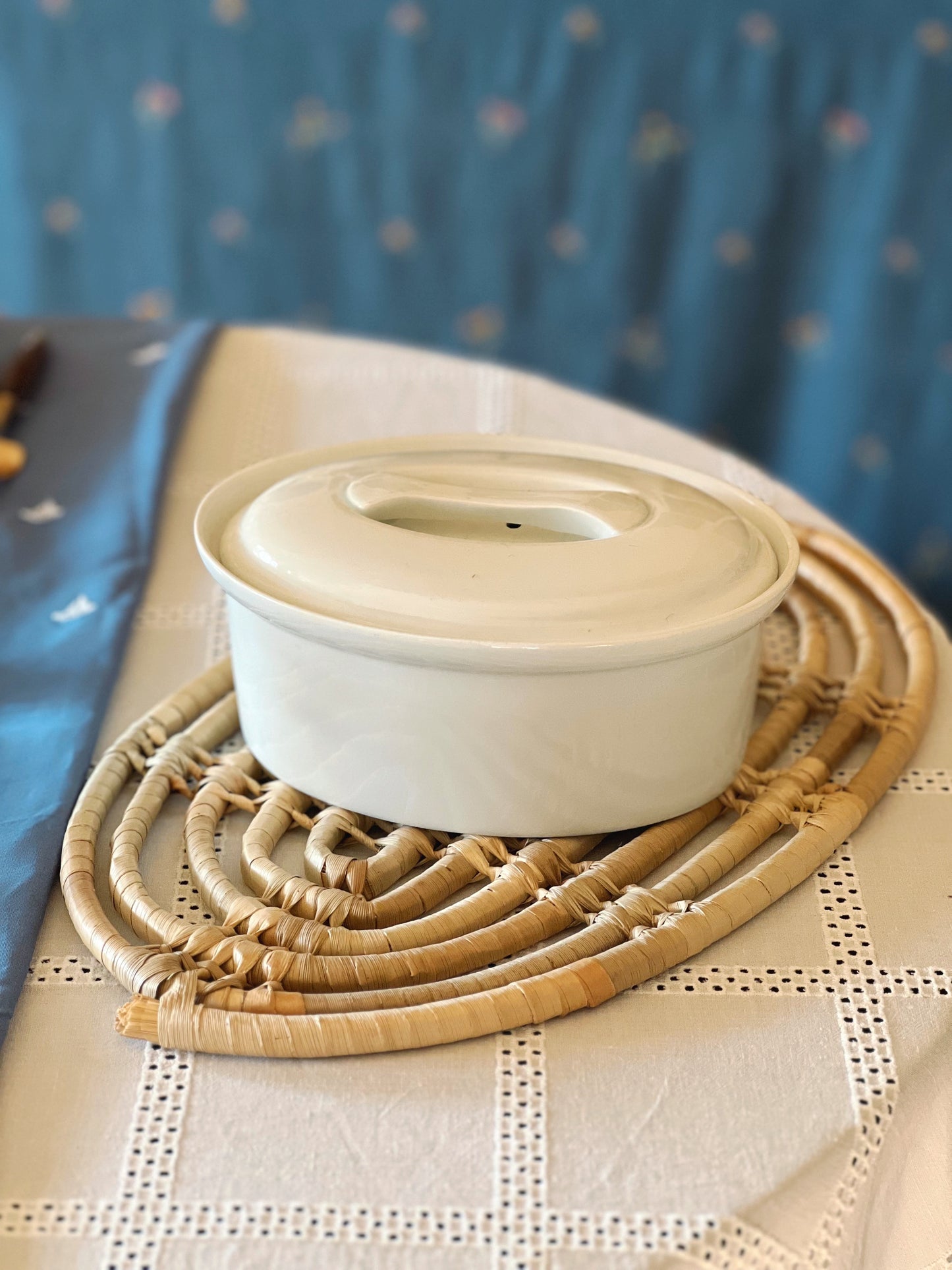 Vintage French Apilco Classic Whiteware Covered Casserole