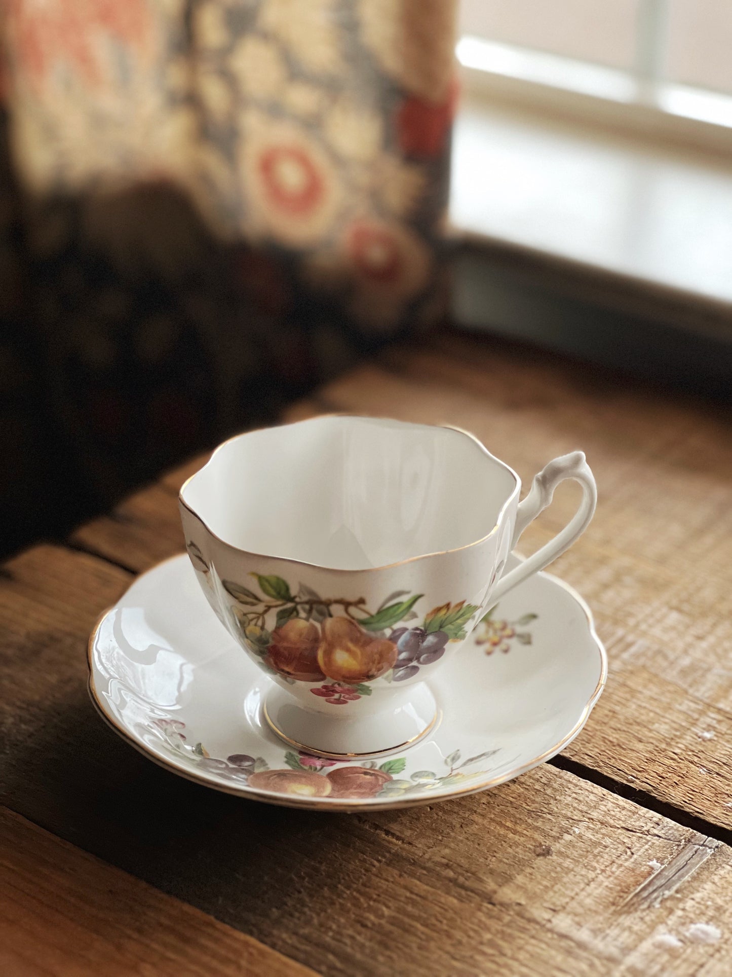 Queen Anne bone china Fruit Series teacups