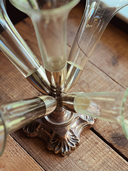 Vintage Silver & Glass Epergne Vase