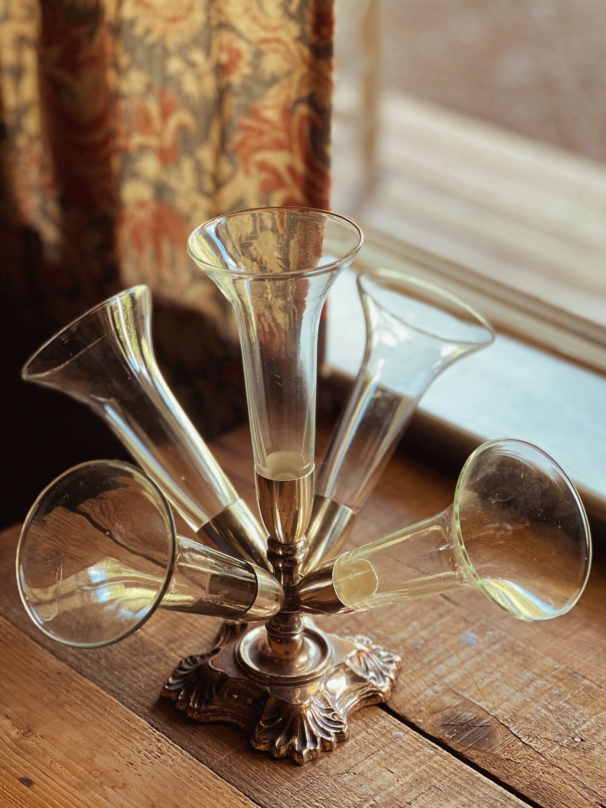 Vintage Silver & Glass Epergne Vase