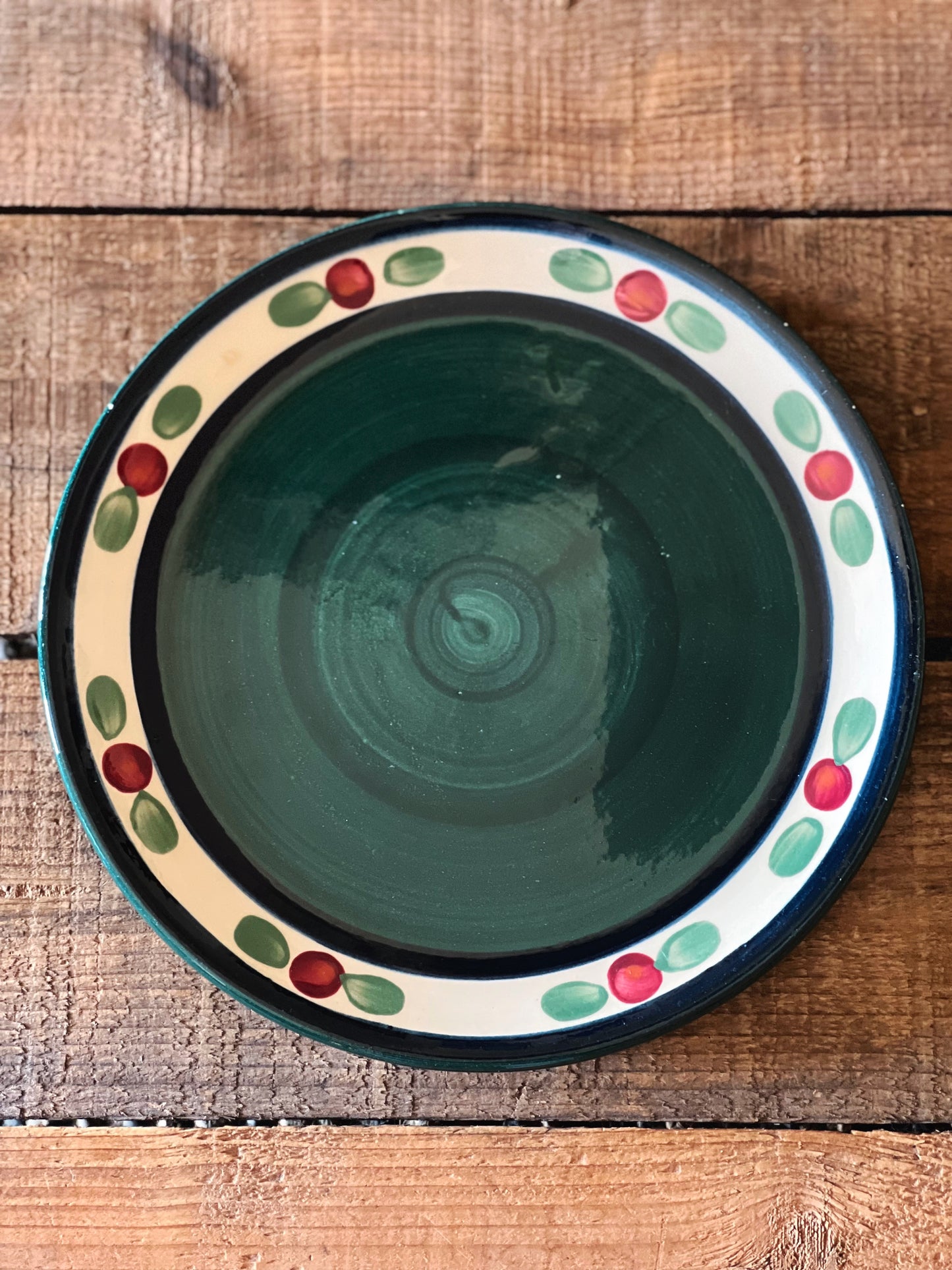 Vintage Gail Pittman Green Hand Painted Salad Plate