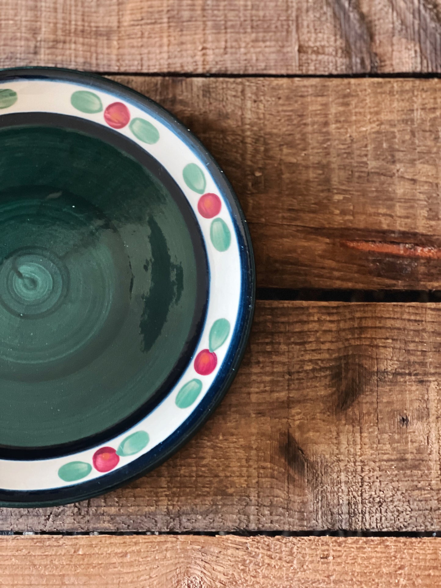 Vintage Gail Pittman Green Hand Painted Salad Plate