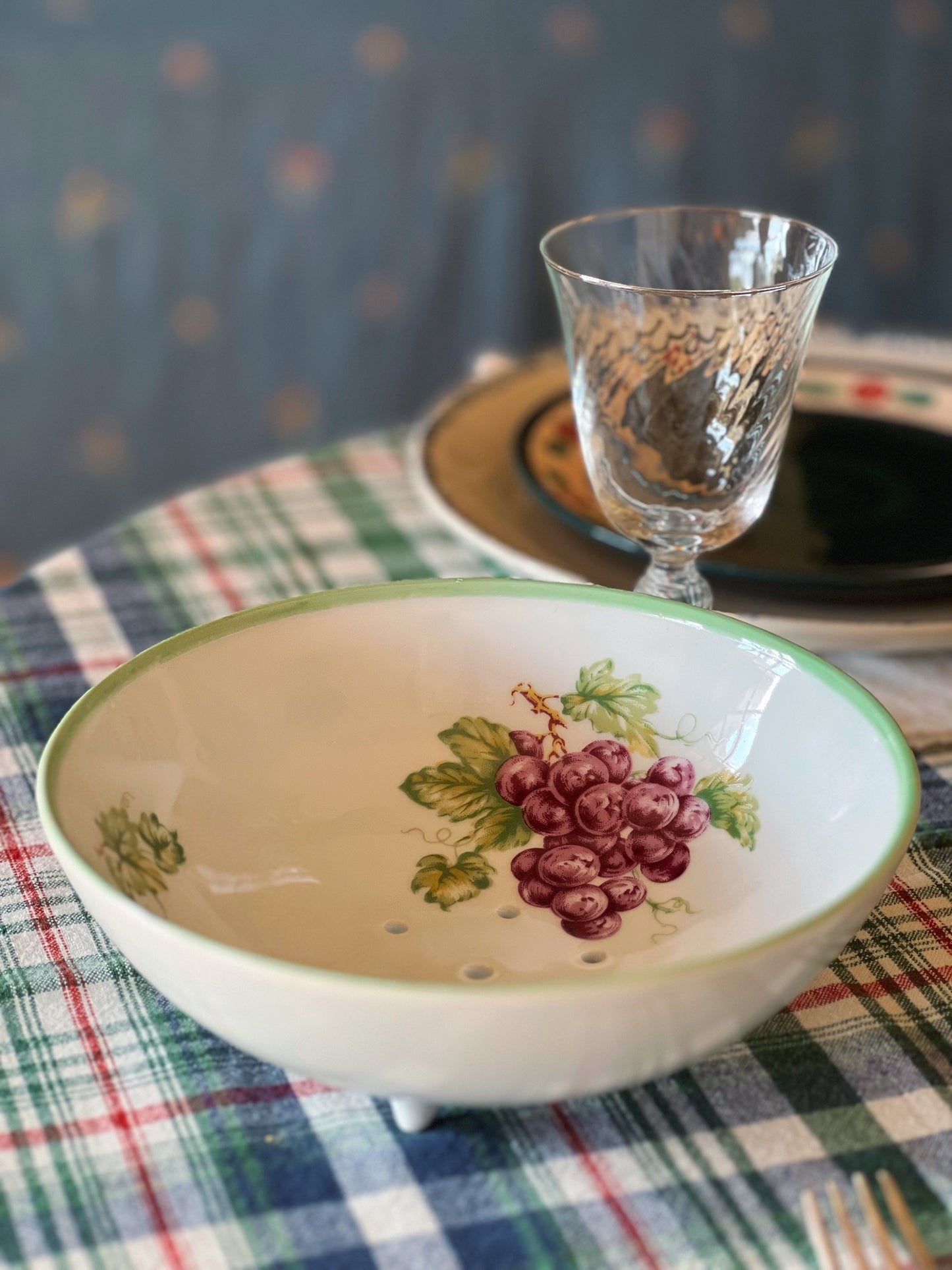 Vintage Footed Porcelain Colander