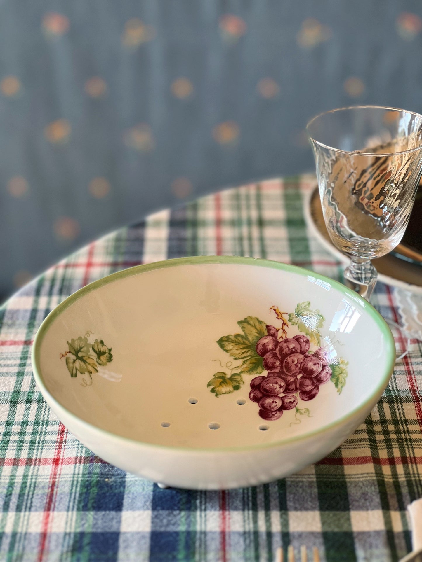 Vintage Footed Porcelain Colander