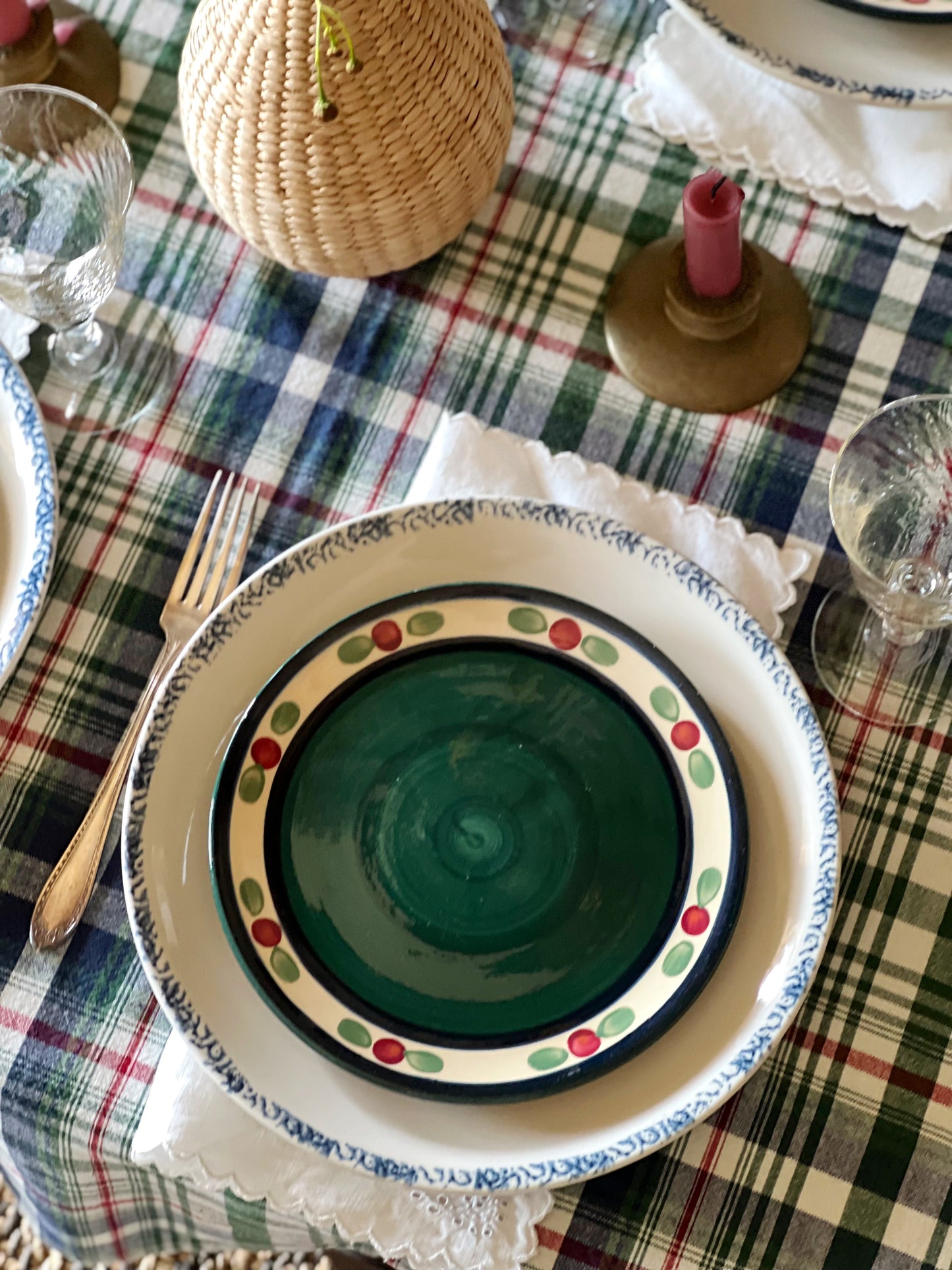 Vintage Gail Pittman Green Hand Painted Salad Plate