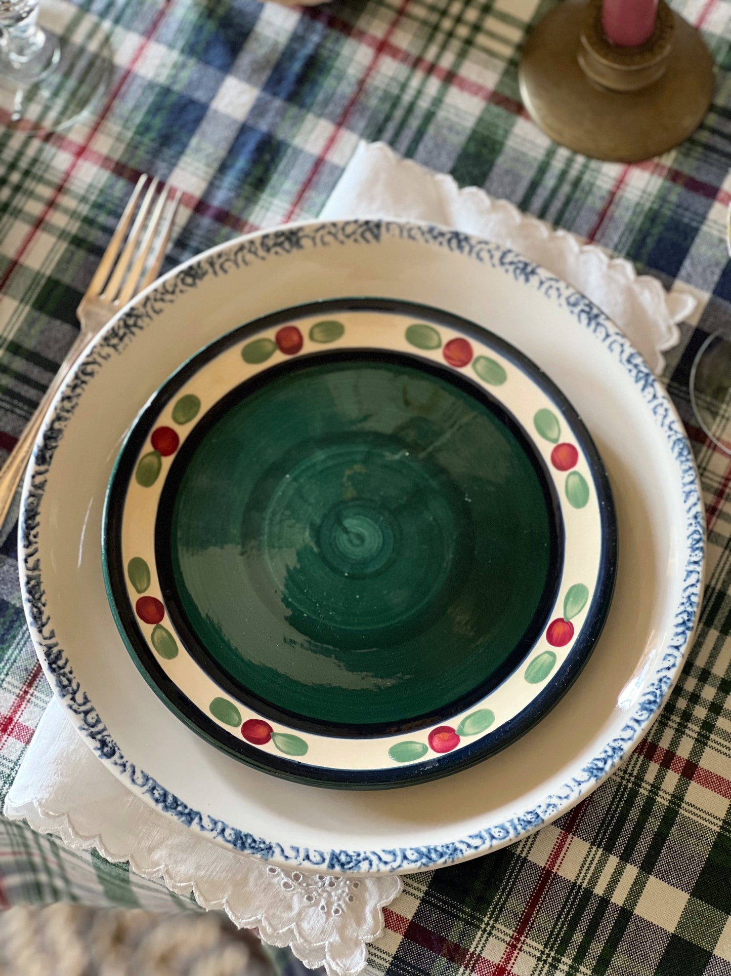 Vintage Gail Pittman Green Hand Painted Salad Plate