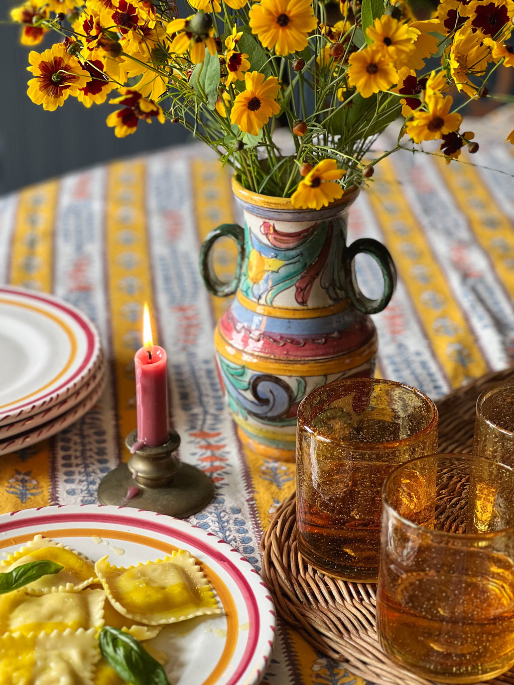 Set of 4 Recycled Glass Yellow Tumblers