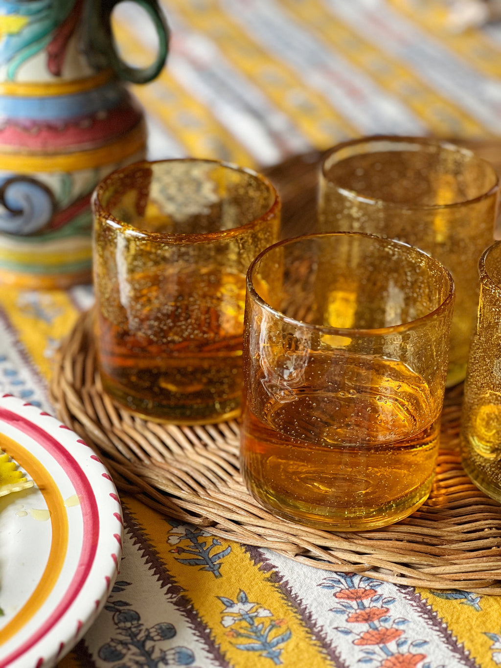 Set of 4 Recycled Glass Yellow Tumblers
