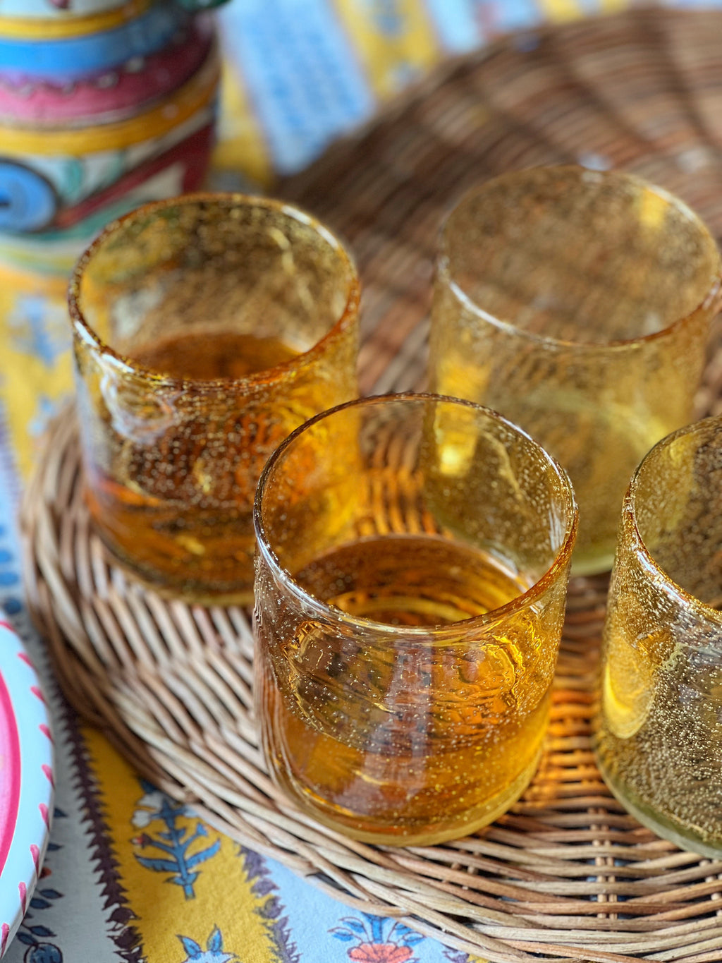 Set of 4 Recycled Glass Yellow Tumblers