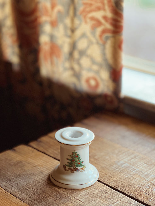 Vintage Shibata Japan Porcelain Christmas Candleholder