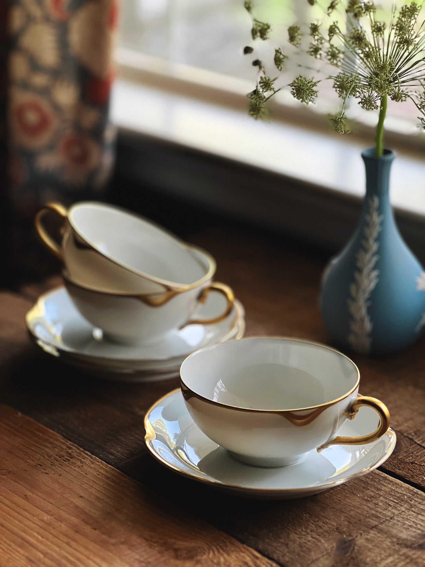 Vintage Haviland Limoges White & Gold Teacup & Saucer Set