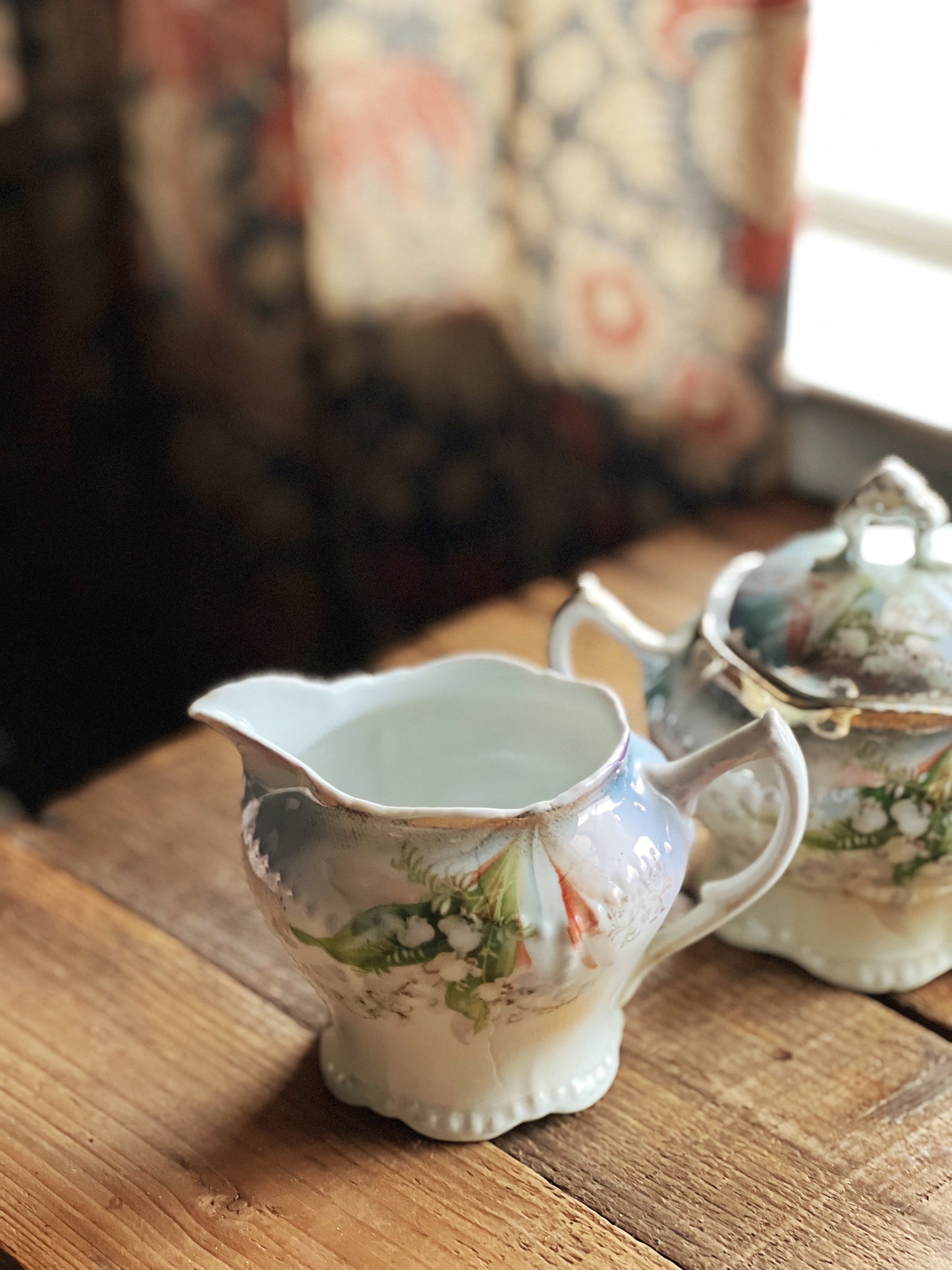 Vintage Silesien Germany Lustreware Sugar Bowl & Creamer Set