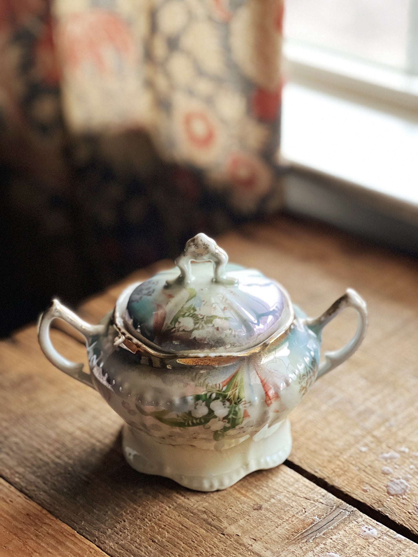 Vintage Silesien Germany Lustreware Sugar Bowl & Creamer Set