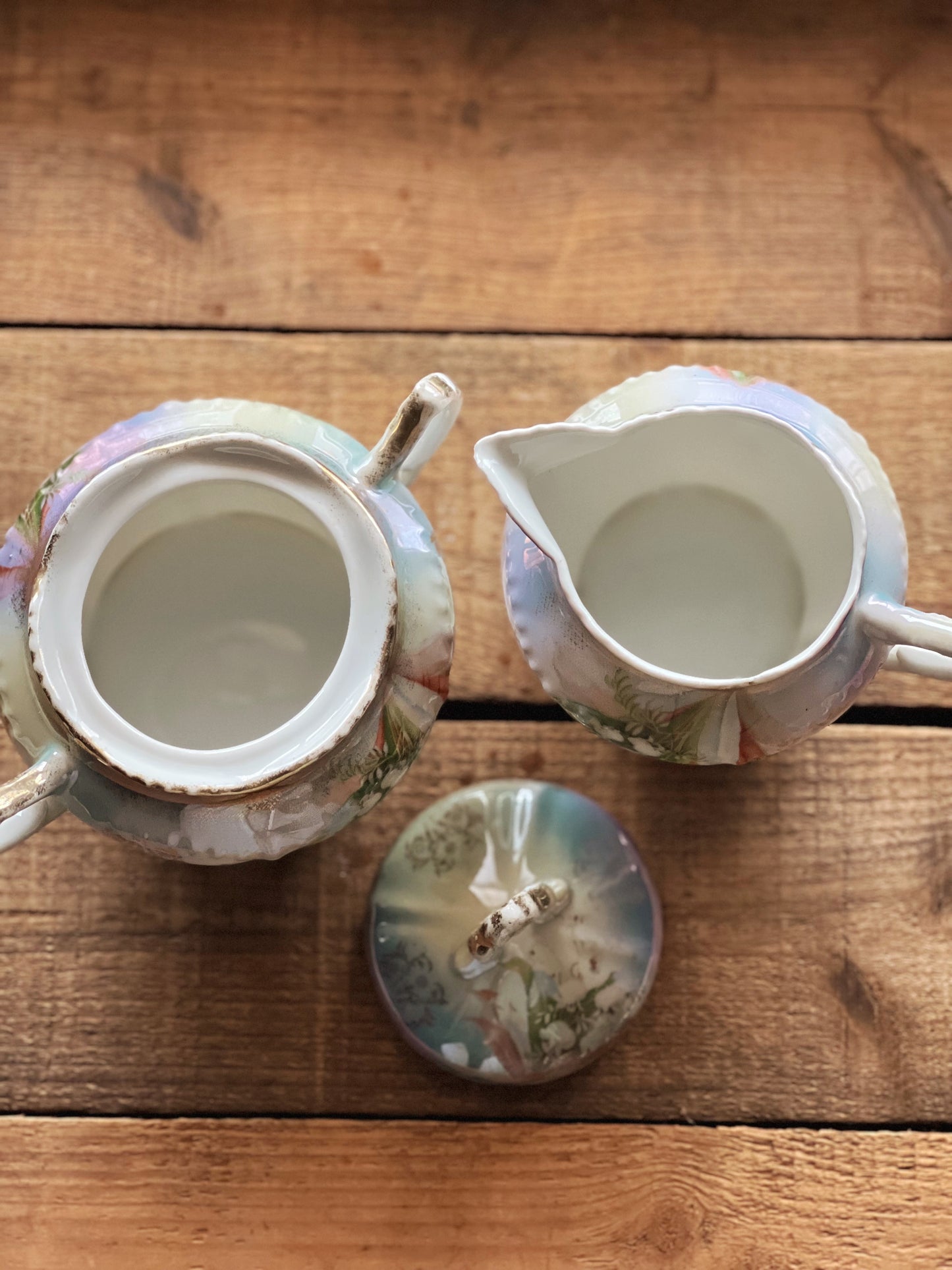 Vintage Silesien Germany Lustreware Sugar Bowl & Creamer Set