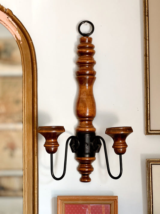 vintage wood candle sconce