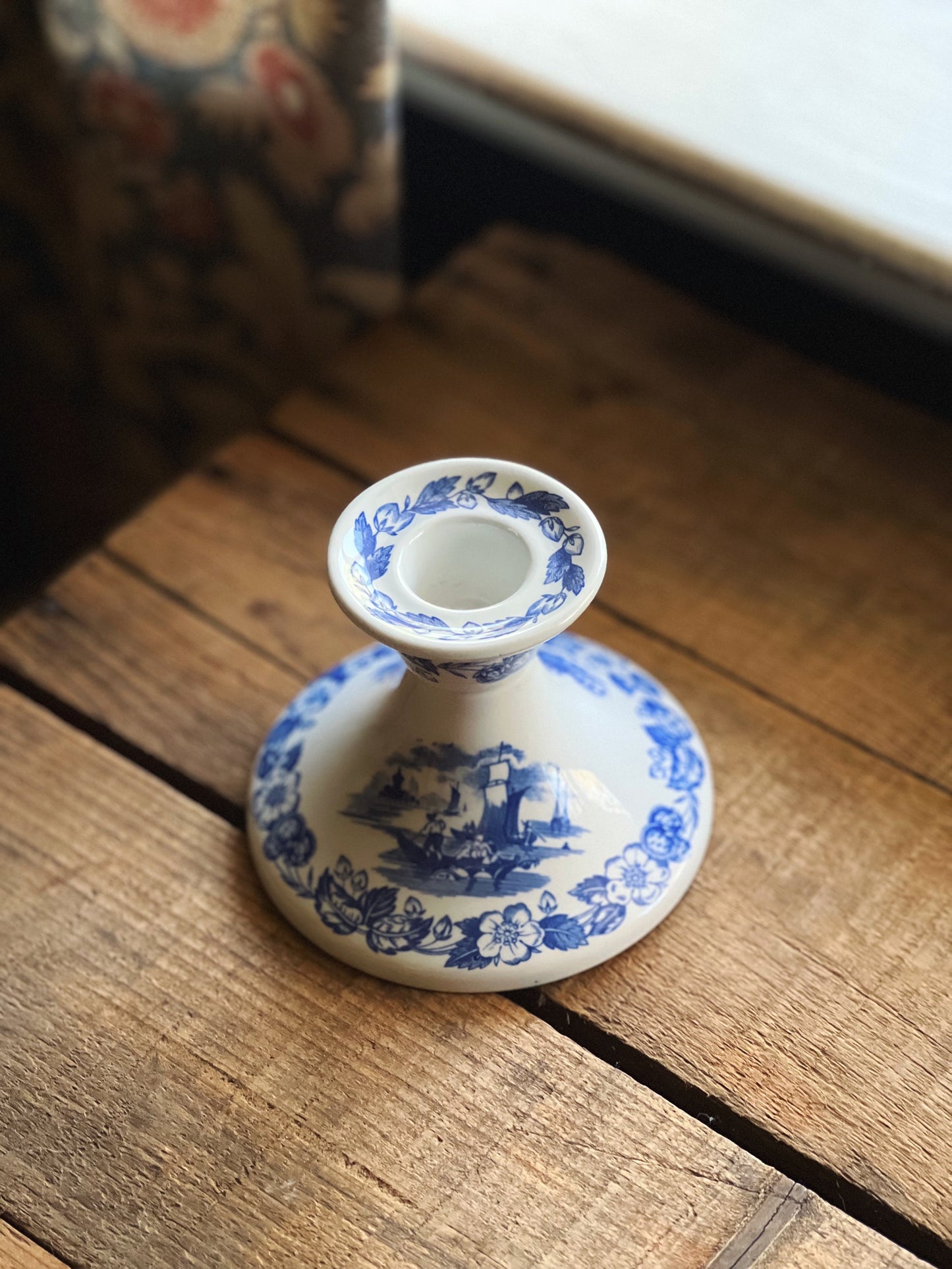 Vintage Spode Blue Room Old Salem Candleholder