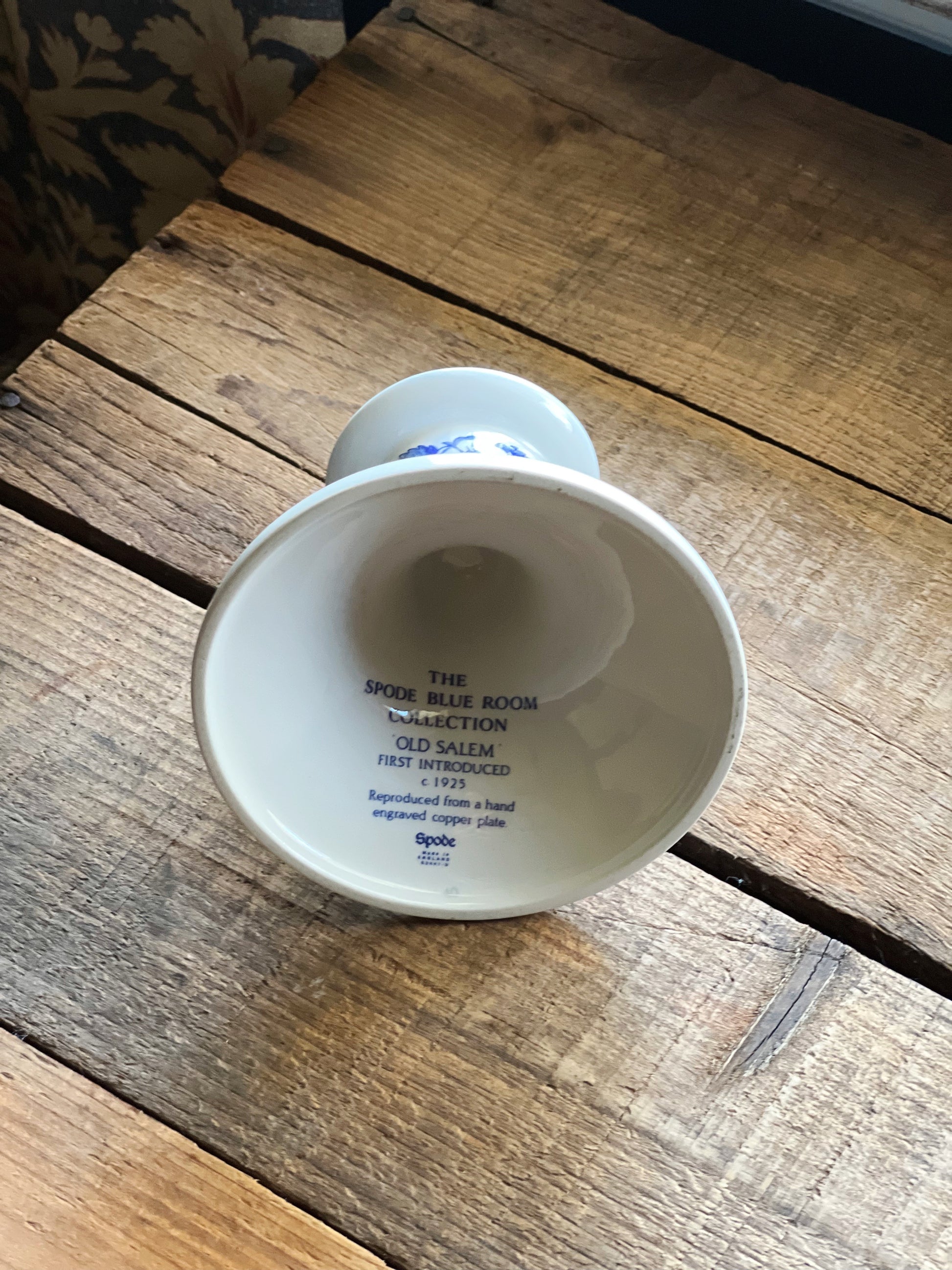 Vintage Spode Blue Room Old Salem Candleholder
