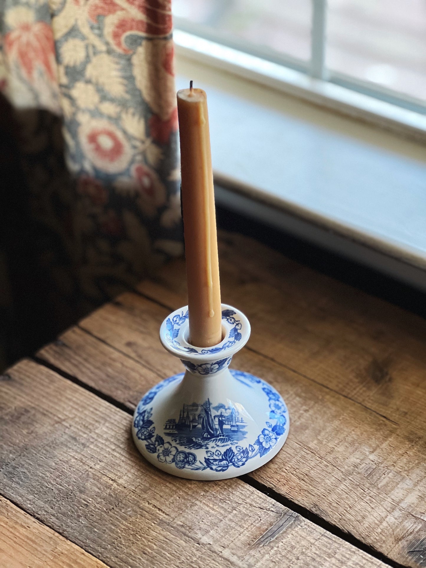 Vintage Spode Blue Room Old Salem Candleholder