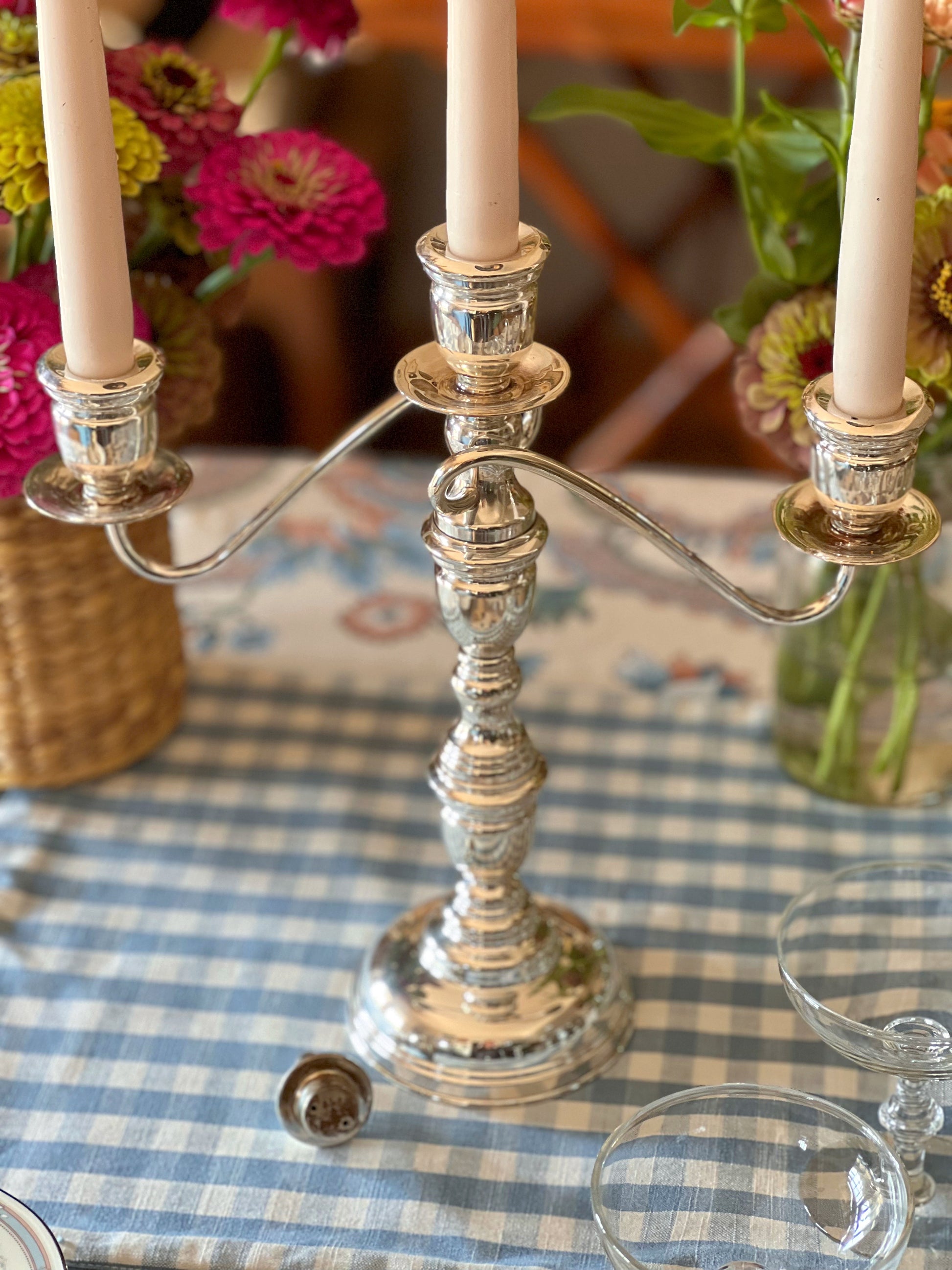 Vintage Silverplate 3 Arm Candelabra