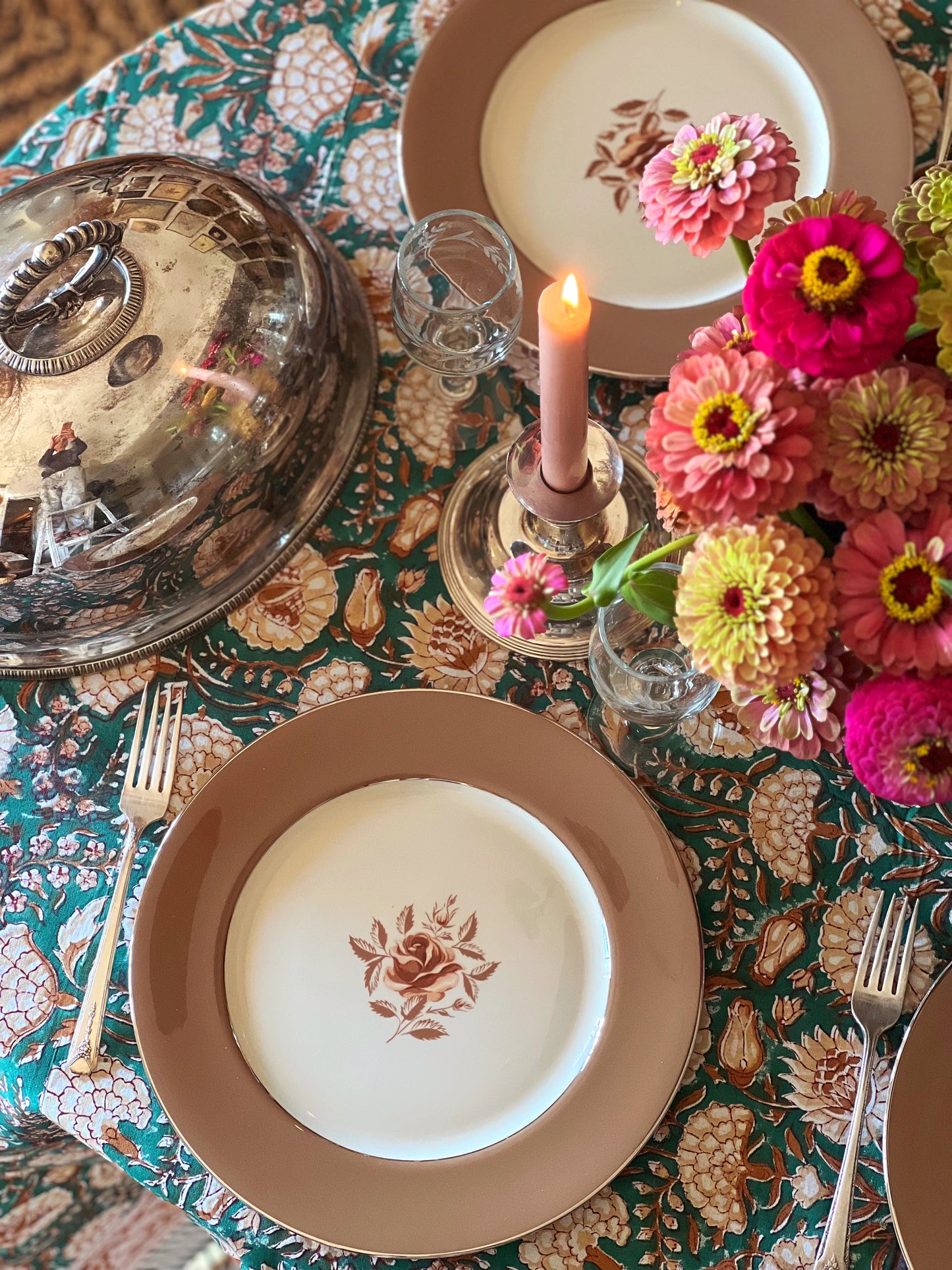 Vintage Flintridge China Cocoa Rose Dinner Plate