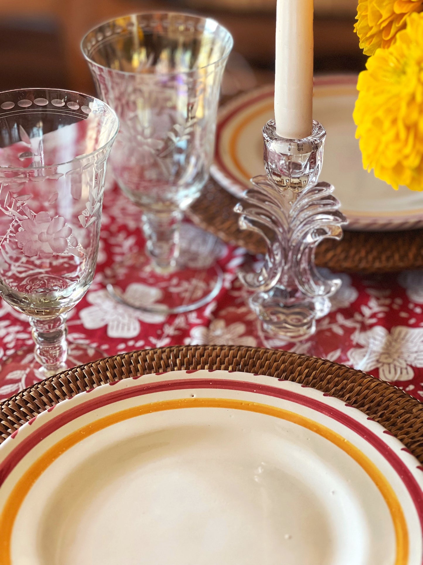 Pair of Vintage Glass Taper Candleholders