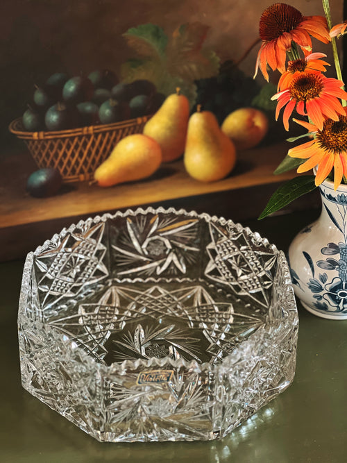 Vintage Violetta Poland Crystal Serving Bowl