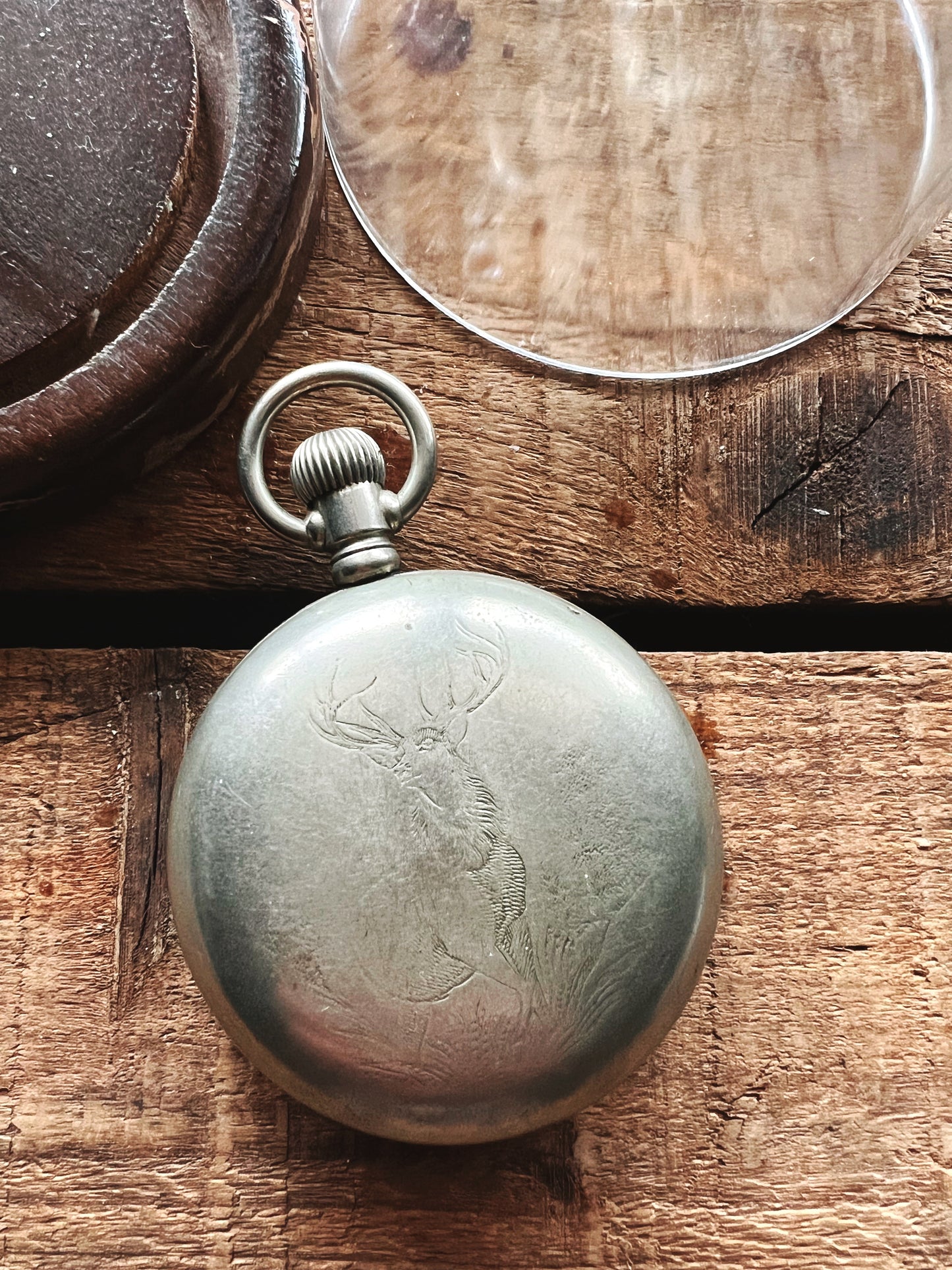 Vintage Engraved Pocket Watch in Cloche