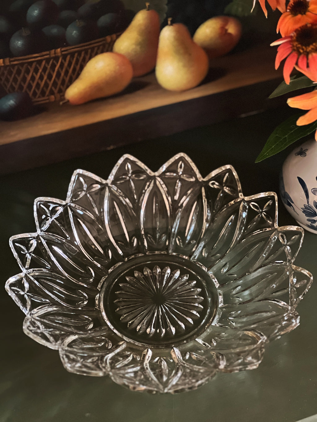 Vintage Scalloped Edge Glass Salad Bowl