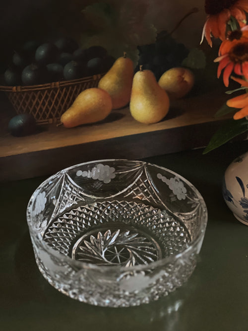 Vintage Etched Crystal Bowl