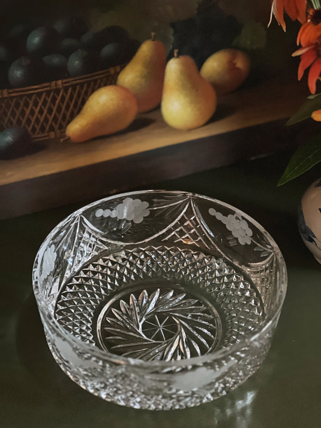 Vintage Etched Crystal Bowl