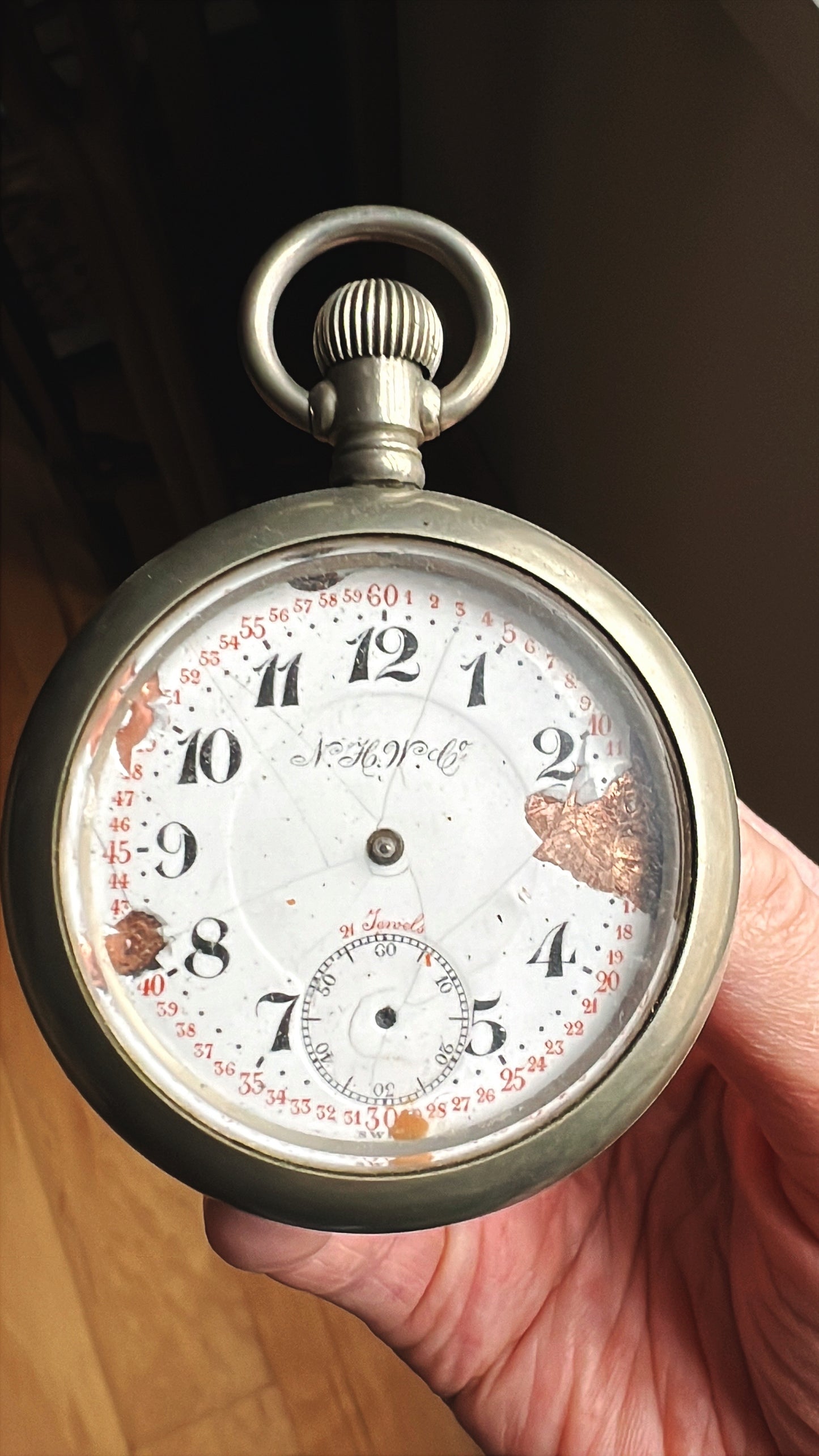 Vintage Engraved Pocket Watch in Cloche